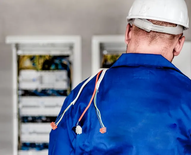 An engineer working at a server installation